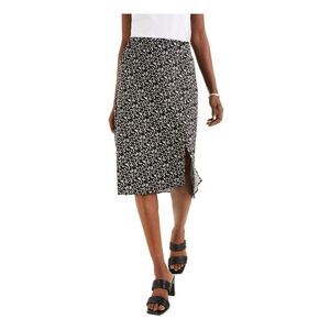 ALFANI Womens Black Elastic Waist Below The Knee Wear To Work Pencil Skirt 2
